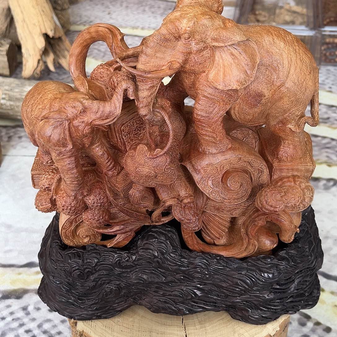 檀香木其他起**年大象雕刻品东家