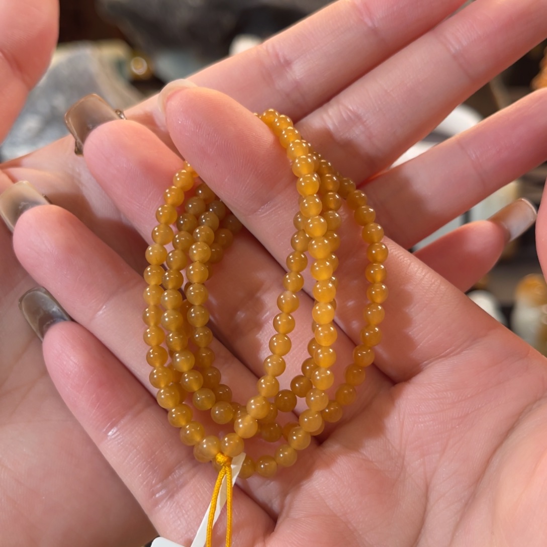 和田玉（糖玉）未镶嵌手串金山全糖4mm小米珠