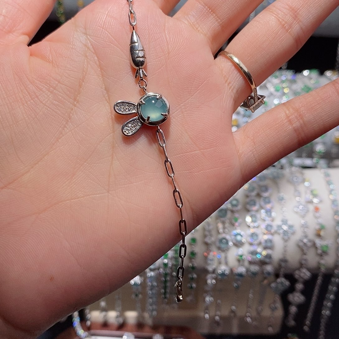 银S925镶嵌手链翡翠