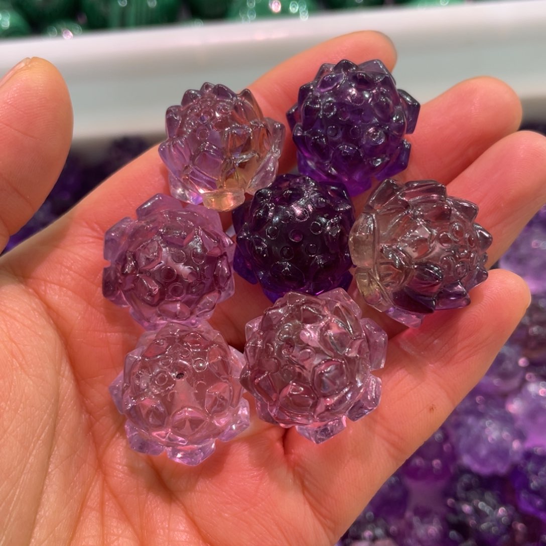 紫晶莲花吊坠未镶嵌随机一个