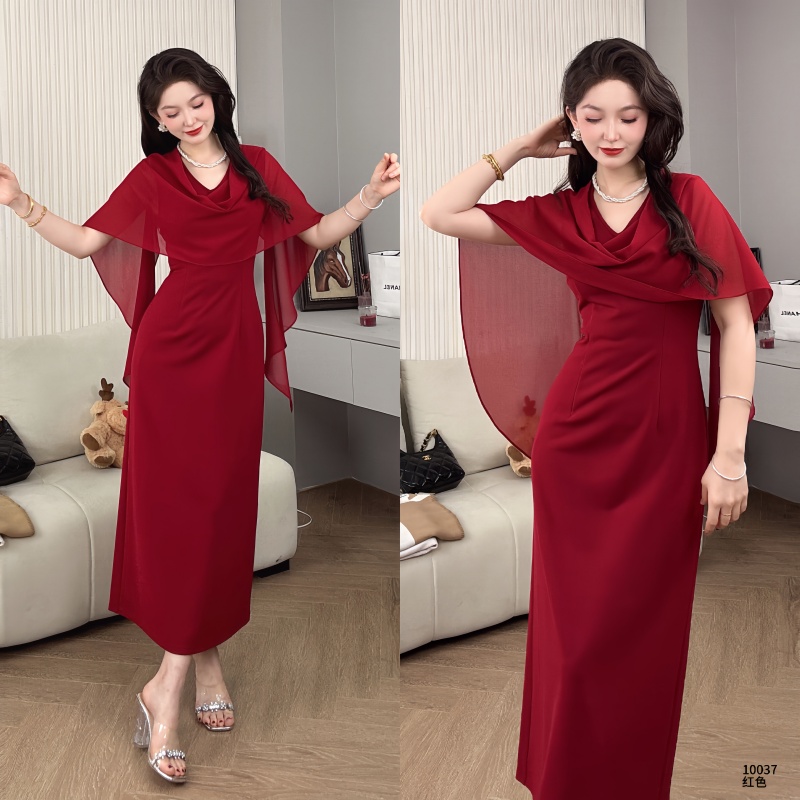 Saeda女装夏季新款V领轻奢婚礼礼服连衣裙YF10037