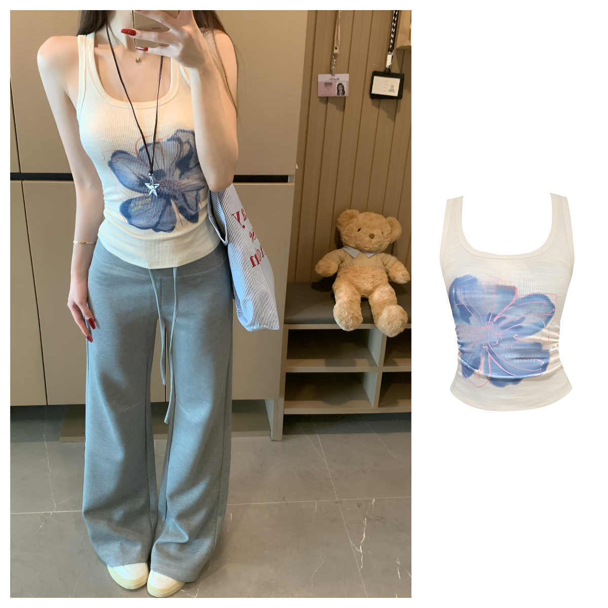美式U领外穿无袖吊带背心女夏季2025新款修身显瘦短款甜辣妹上衣