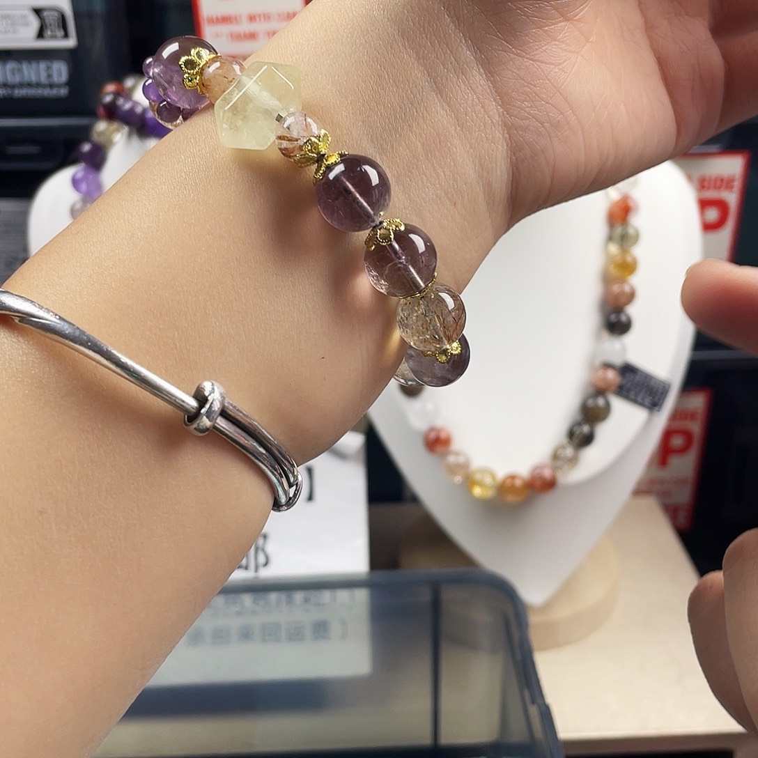 银S925镶嵌烟晶手链