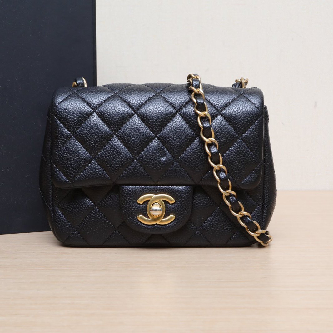 95新 Chanel/香奈儿 小花Jerry活动CF 口盖包 方胖子 黑色 21开