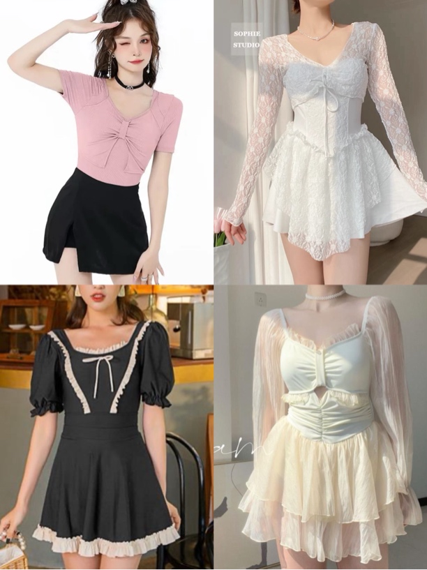 【孤品泳衣】显瘦遮肉高级连体仙女泳衣比基尼辣妹泳衣