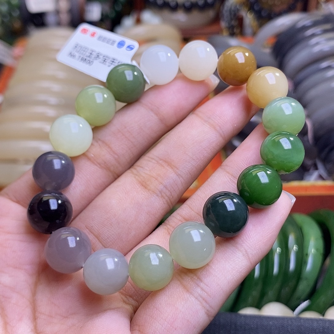 和田玉未镶嵌颈饰多宝老料手串12mm