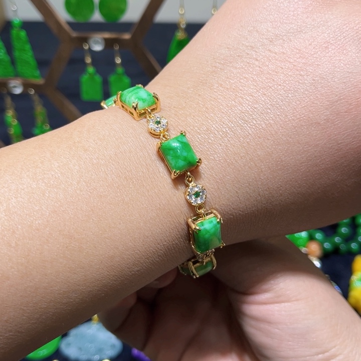 翡翠颈饰14K金镶嵌手链