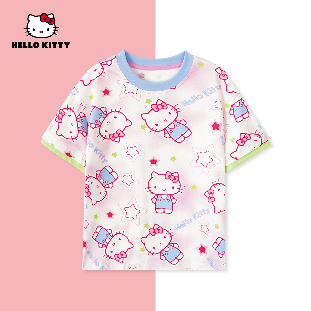 HelloKitty品牌夏季女童装女宝时尚休闲T恤儿童上衣MKYX10033 KT