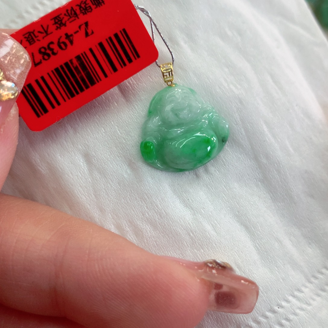 翡翠吊坠(不含链)18K金镶嵌