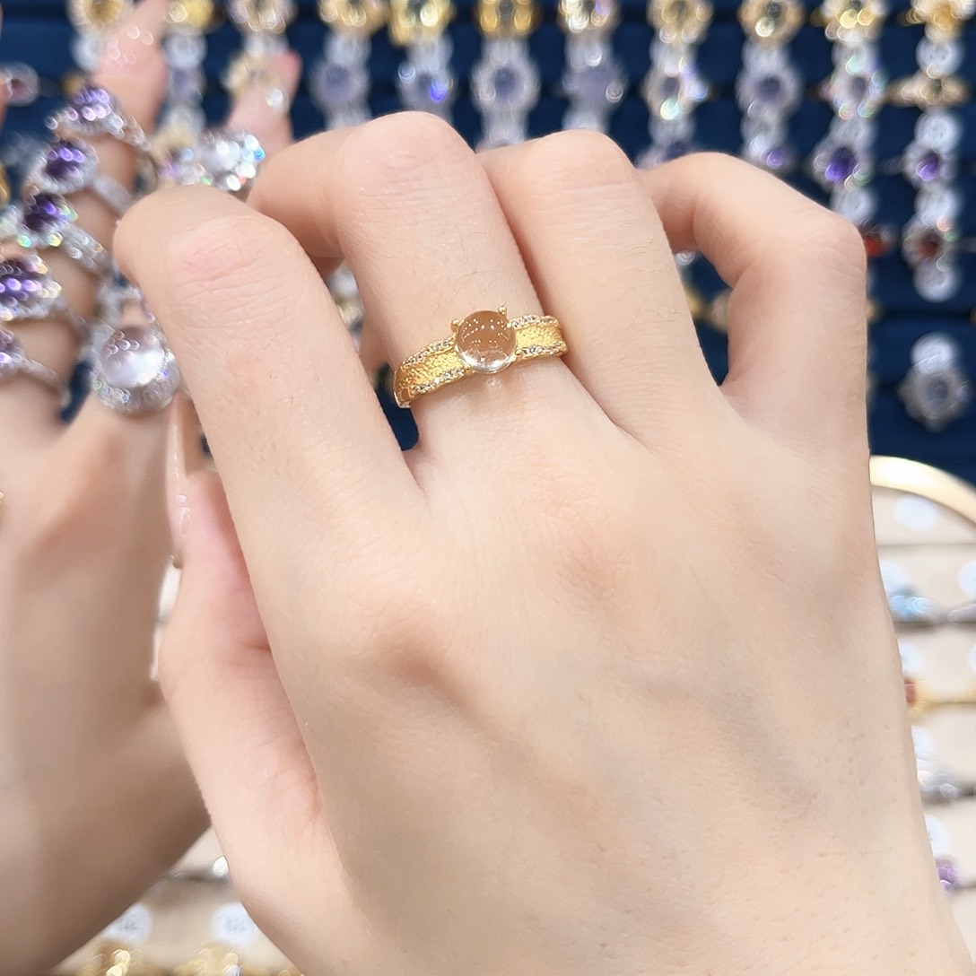 黄晶女款银S925镶嵌戒指
