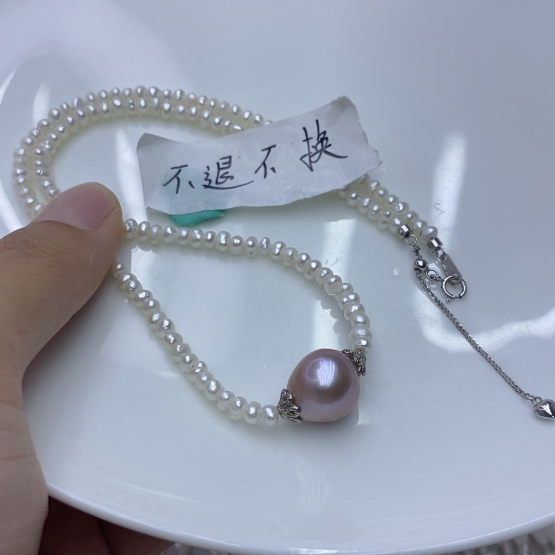 蜜***姐淡水珍珠银S925镶嵌颈饰