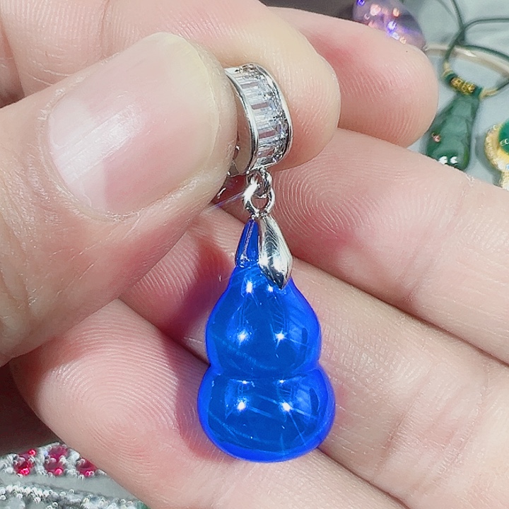 非金属红色蓝色满镶嵌吊坠戒指