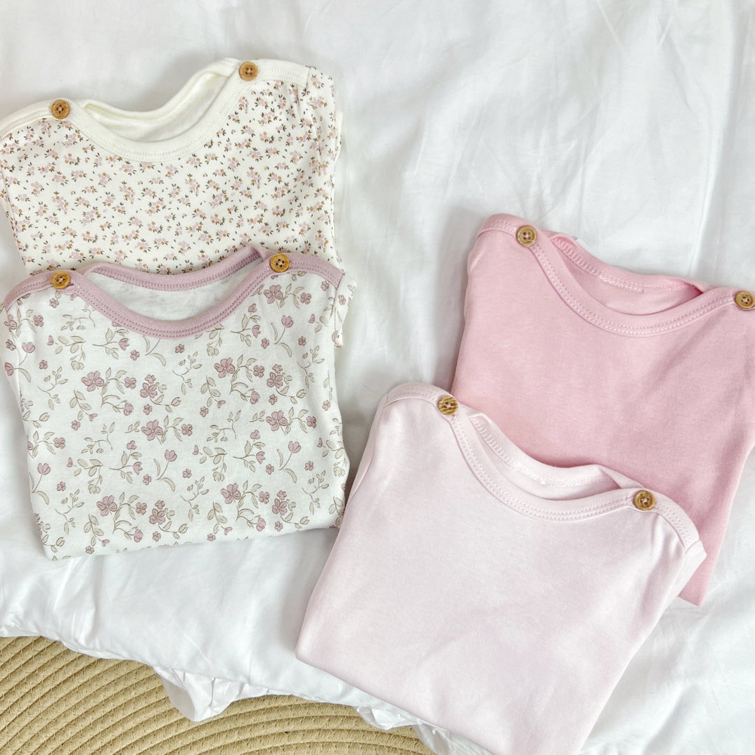 两件起随口水巾A类套头秋冬打底长袖三角款女童哈衣爬服印花圆领