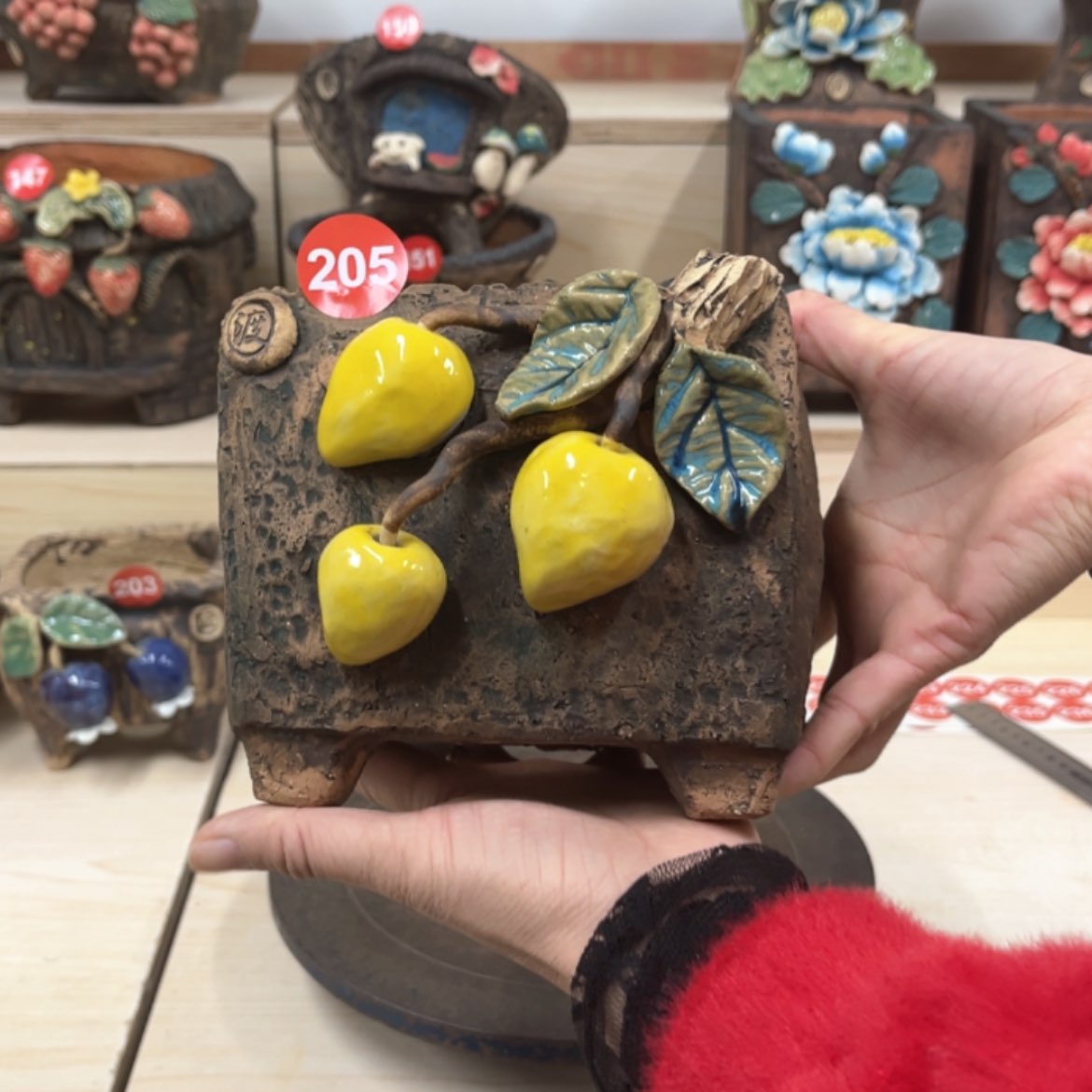 【闪购商品】紫砂花盆205内口径 11.5，带脚高12