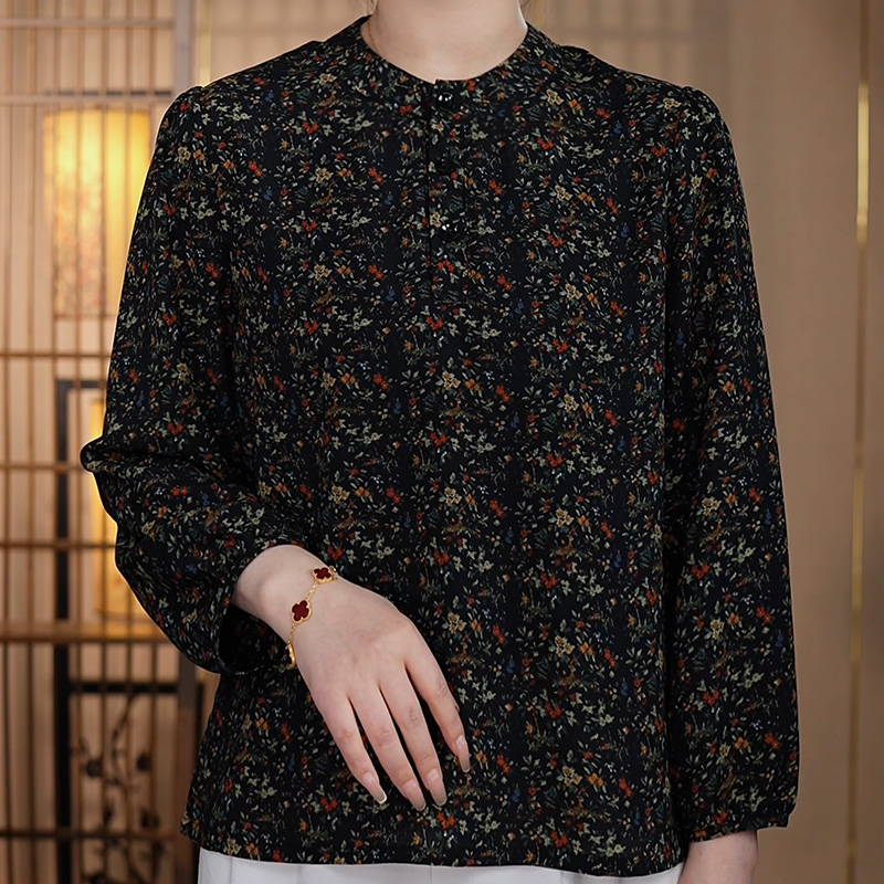 2025年夏季新款长袖小衫中老年女装妈妈装时尚百搭衬衫妈妈装