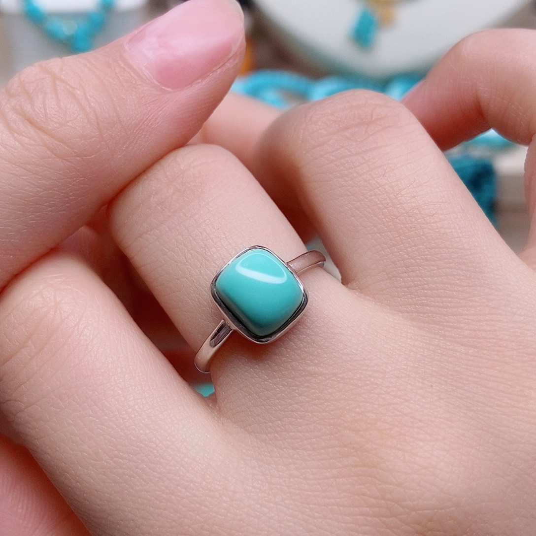 绿松石戒指银S925镶嵌