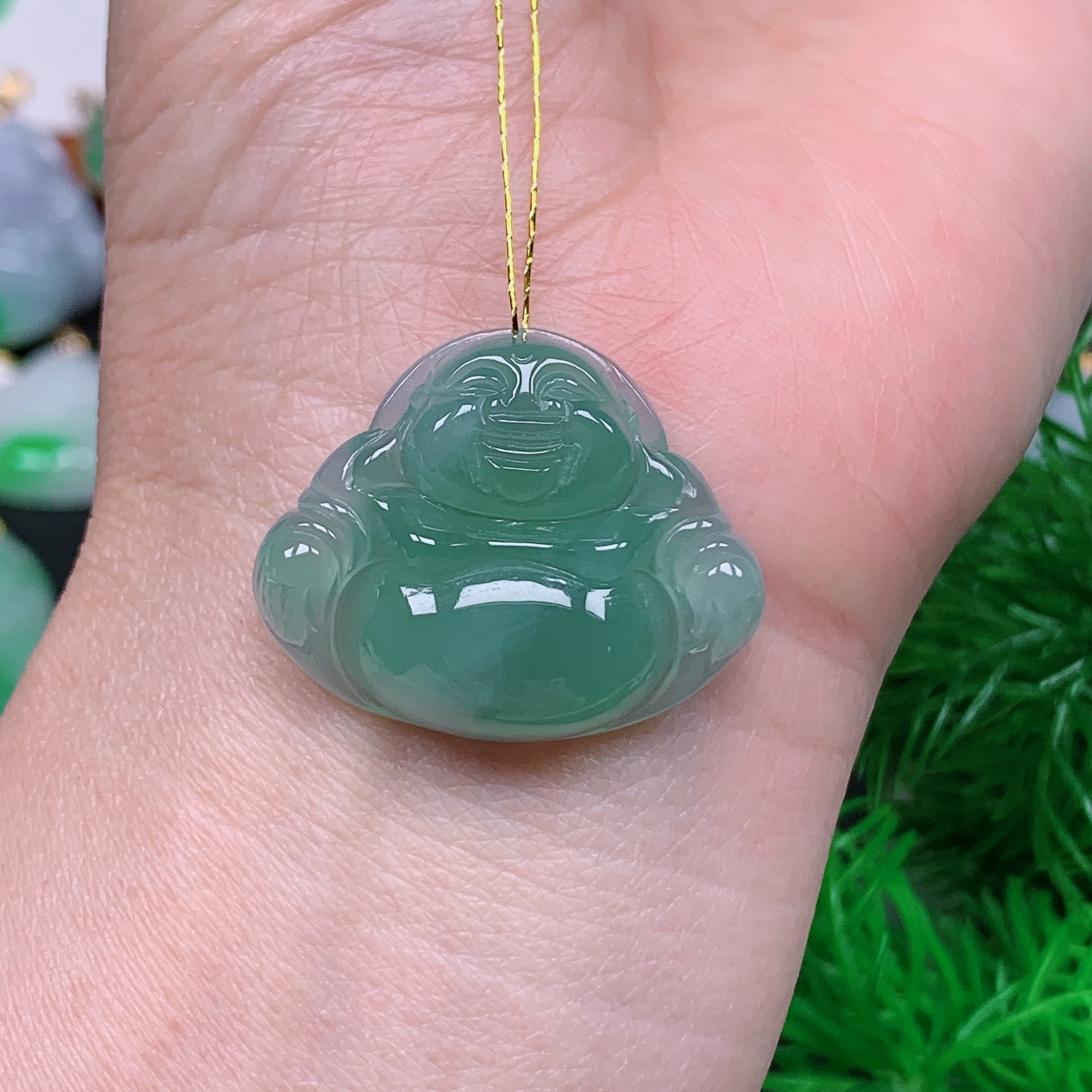 缅甸天然翡翠A货 冰润晴水底色佛公470/1223（尺寸24.2x29.9x7)