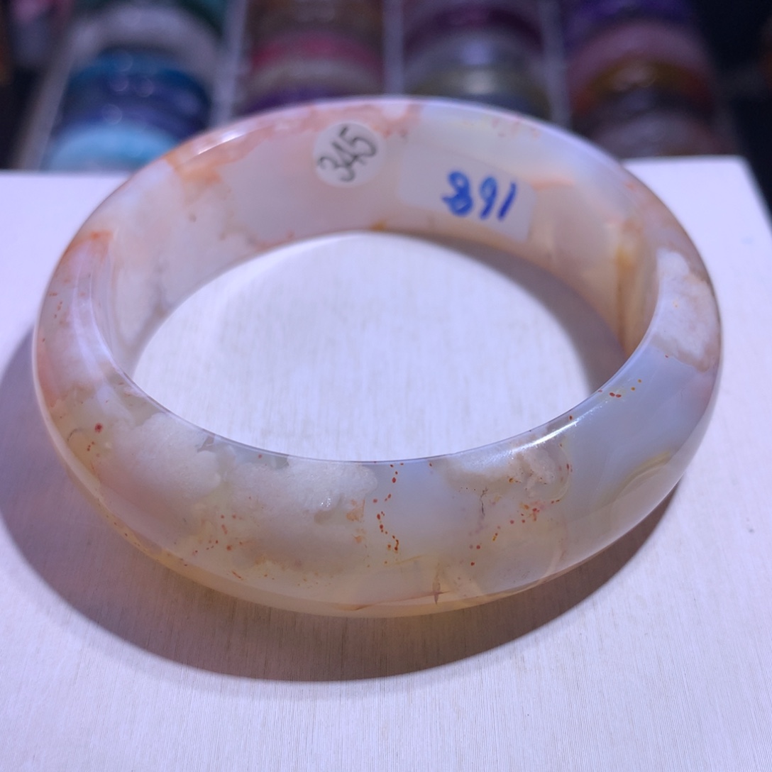 手镯银S925镶嵌水晶樱花玛瑙62.5圈345