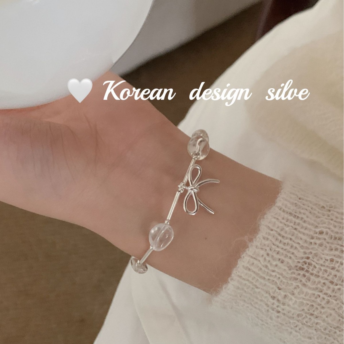 925银手链 水晶天然石原创925银ins纯银手链异性小众手链冷感风