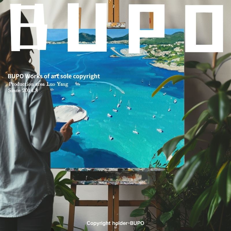 北欧风格蓝色系大海风景客厅卧室装饰挂画民宿玄关纯手绘油画 