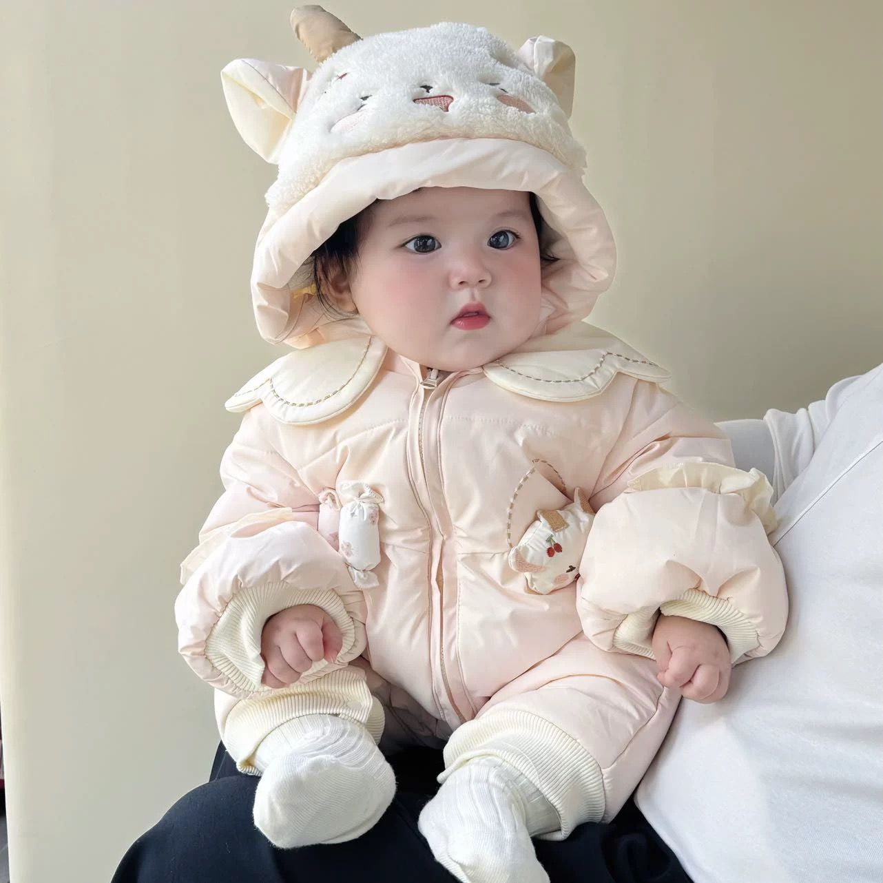 【甜蜜家】小羊咩咩加绒加厚冬款棉服外出服 女宝宝保暖可爱连体