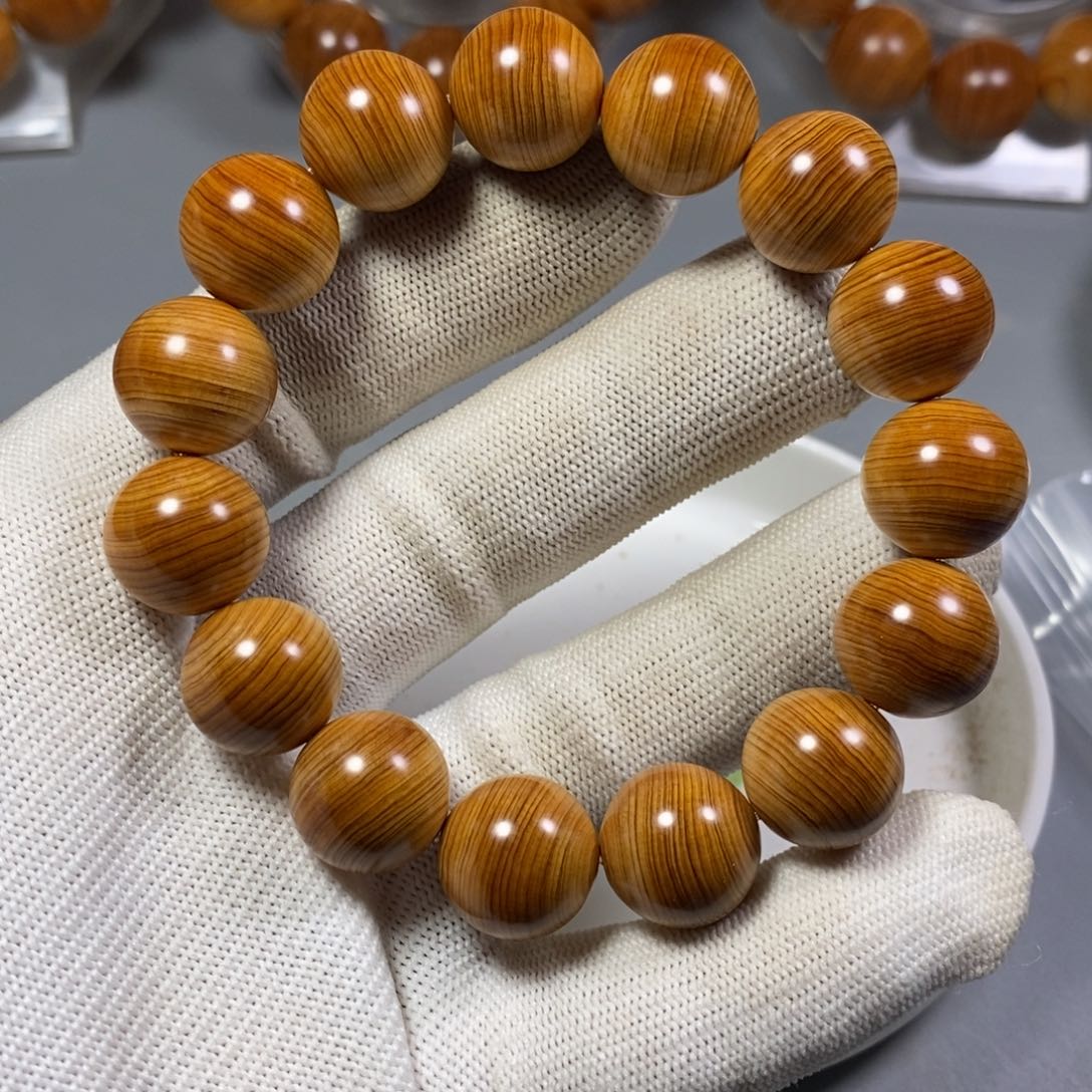 柏木手串/手链南太行陈化崖柏手串鸡油黄1.5