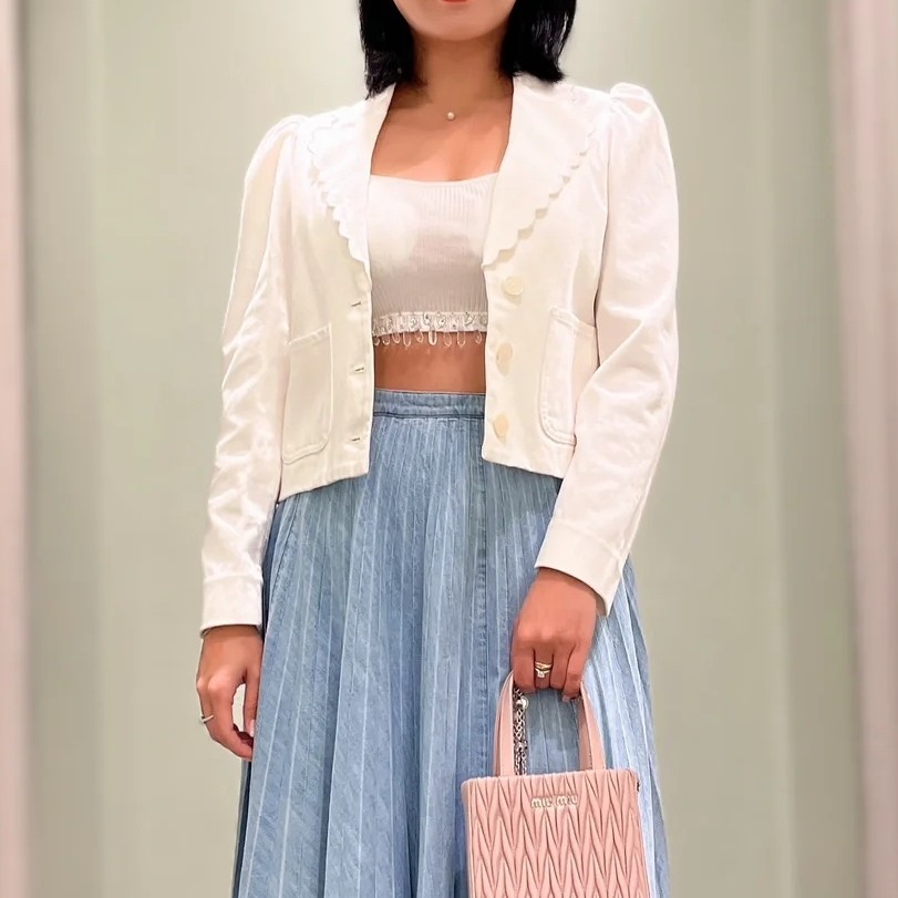 未使用 MIU MIU/缪缪 Y3110 Miumiu短款牛仔丹宁系列外套 38码