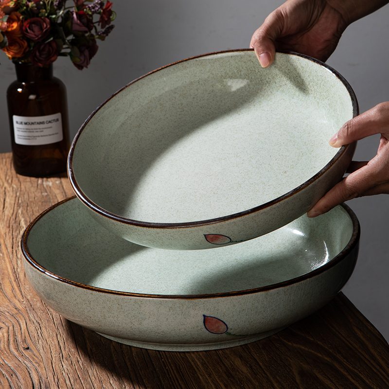 陶瓷A625 一只手绘荷花黑点大盆33*7*5可能微瑕和面盆水煮鱼肉盆