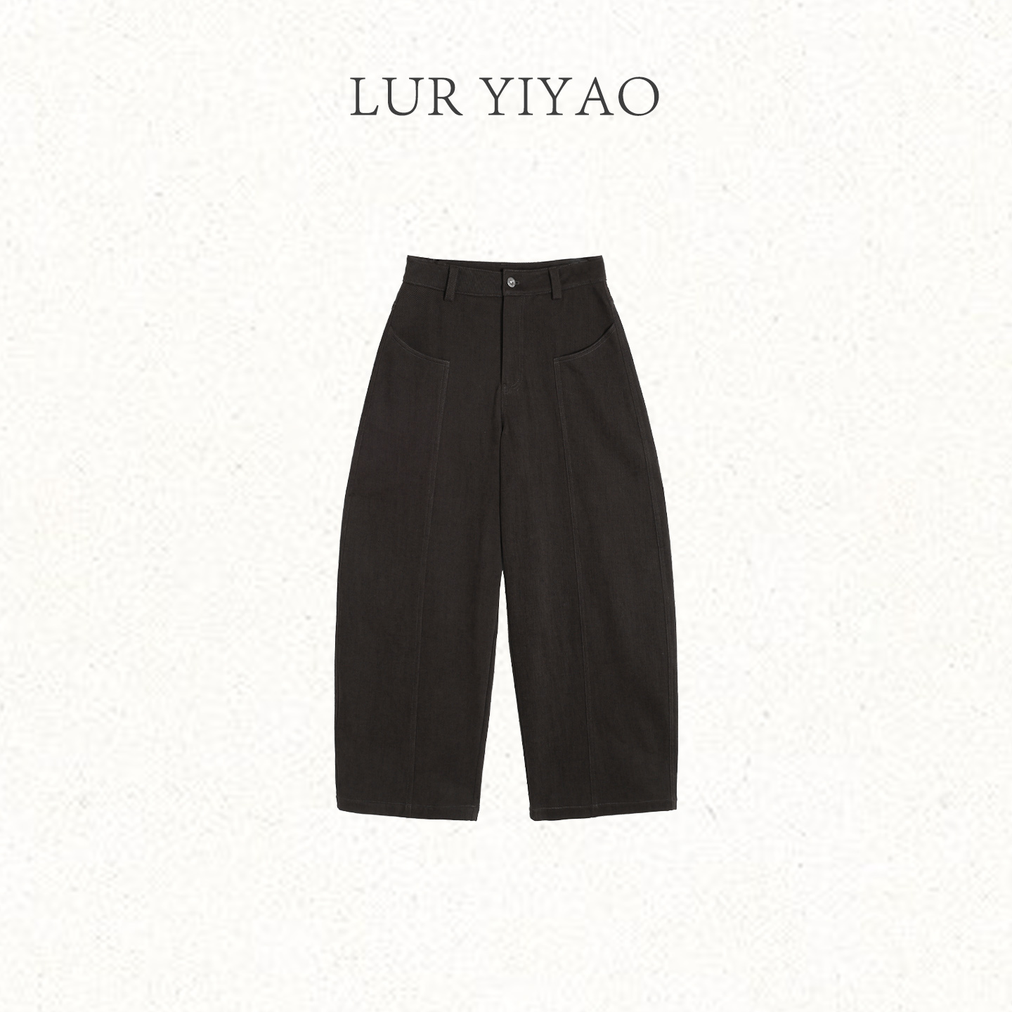 L'U'R/YI'YAO【墨尔本】秋冬一体绒弯刀阔腿工装休闲牛仔裤10805