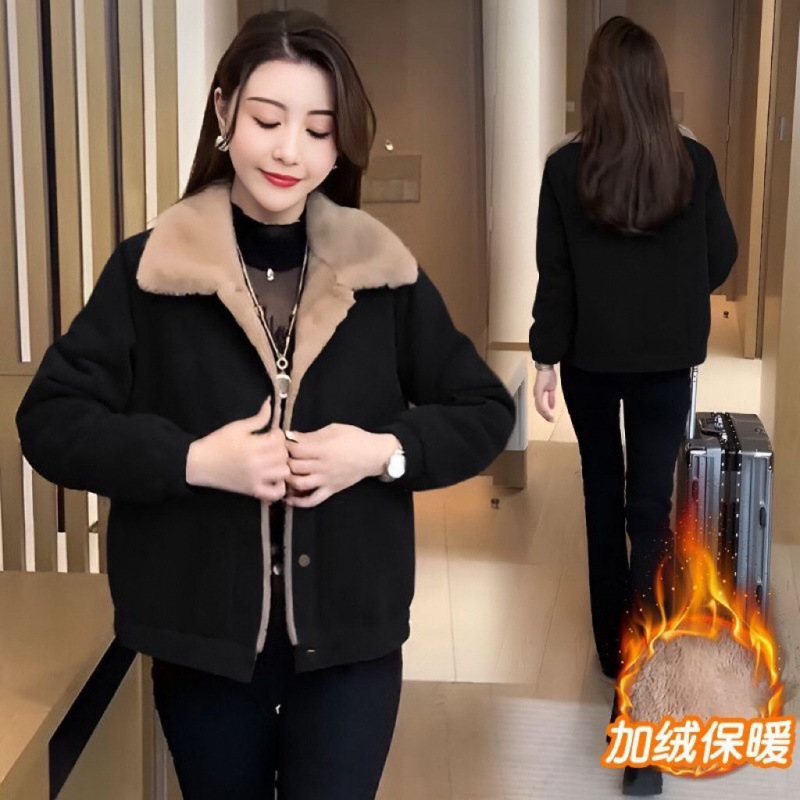 灯芯绒外套2024秋冬季新款时尚百搭小个子宽松加绒保暖夹克上衣女