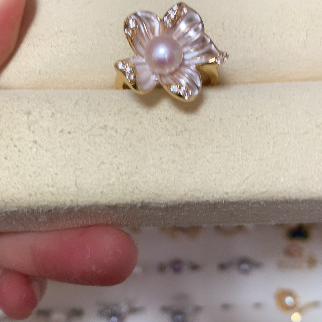 淡水珍珠戒指合金