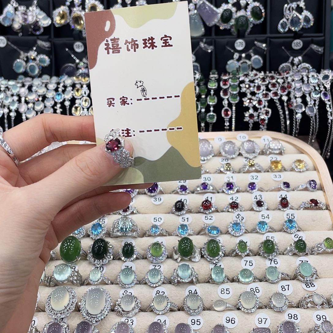 ****戒指石榴石银S925镶嵌戒指