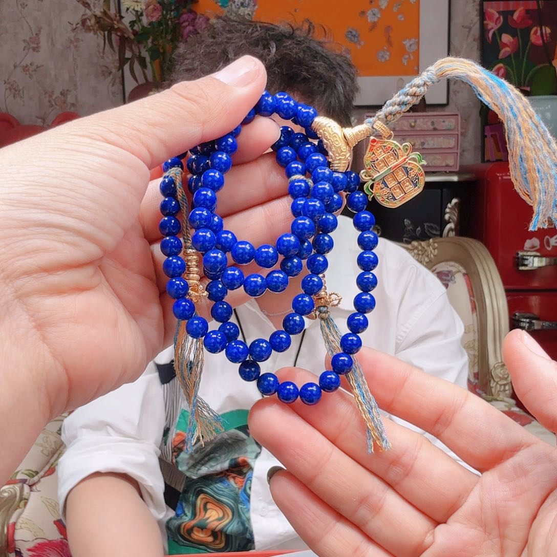 青金石手链18K金镶嵌手串