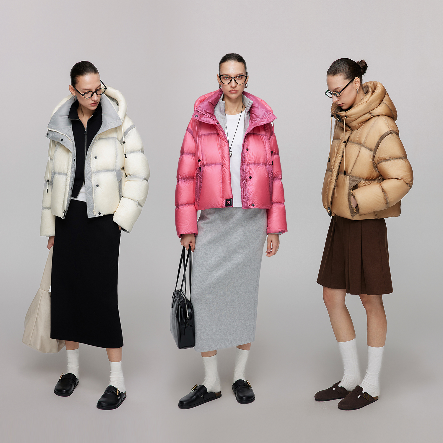 纤念2025冬季短款时尚休闲连帽宽松透明羽绒服4346