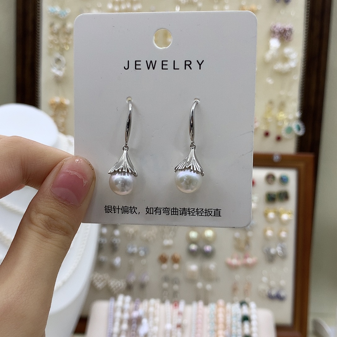 耳饰淡水珍珠银S925镶嵌
