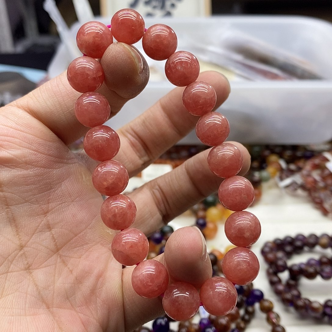 菱锰矿（红纹石）手链未镶嵌天然