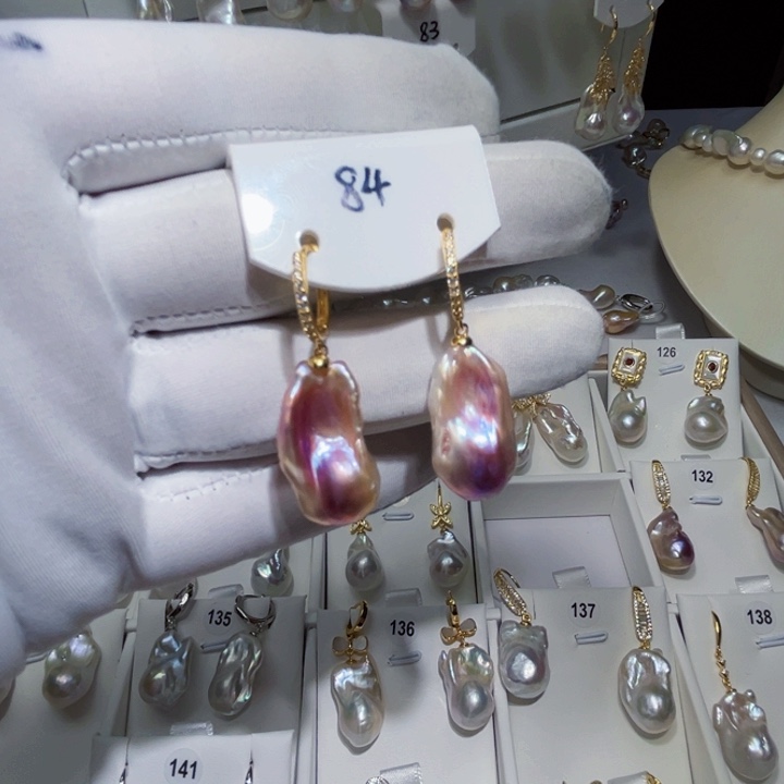 淡水珍珠耳饰银S925镶嵌万*