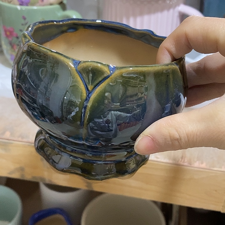 陶盆有孔 瑕疵针孔漏釉介意勿拍外口 10外高9