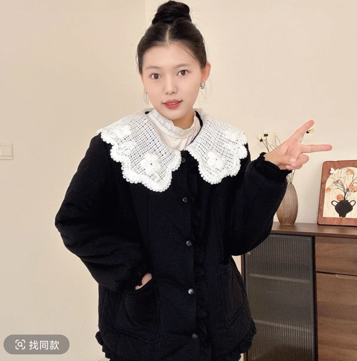 娃娃领拼接 加厚睡衣