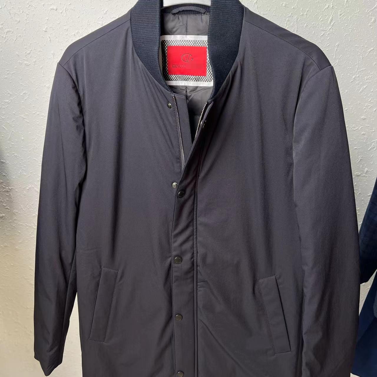 男士休闲高端保暖中长款棒球领羽绒服