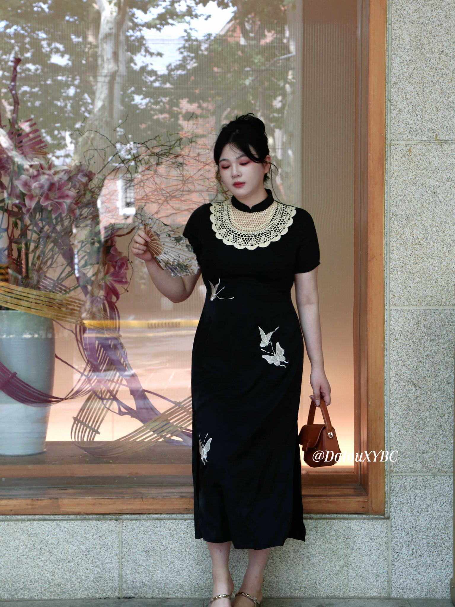 【反季青青】哒头【墨蝶恋】微胖大码气质设计感显瘦改良旗袍连衣裙女