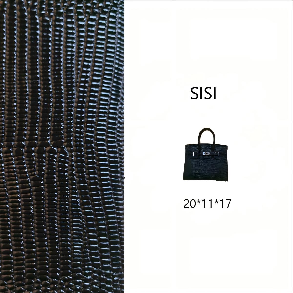 【尺寸：20*11*17】SISI原创设计高定真皮斜挎 蜥蜴纹铂金20-黑色