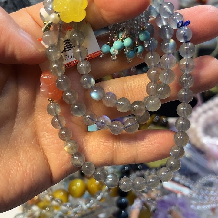 水晶未镶嵌手链天然灰月光手串