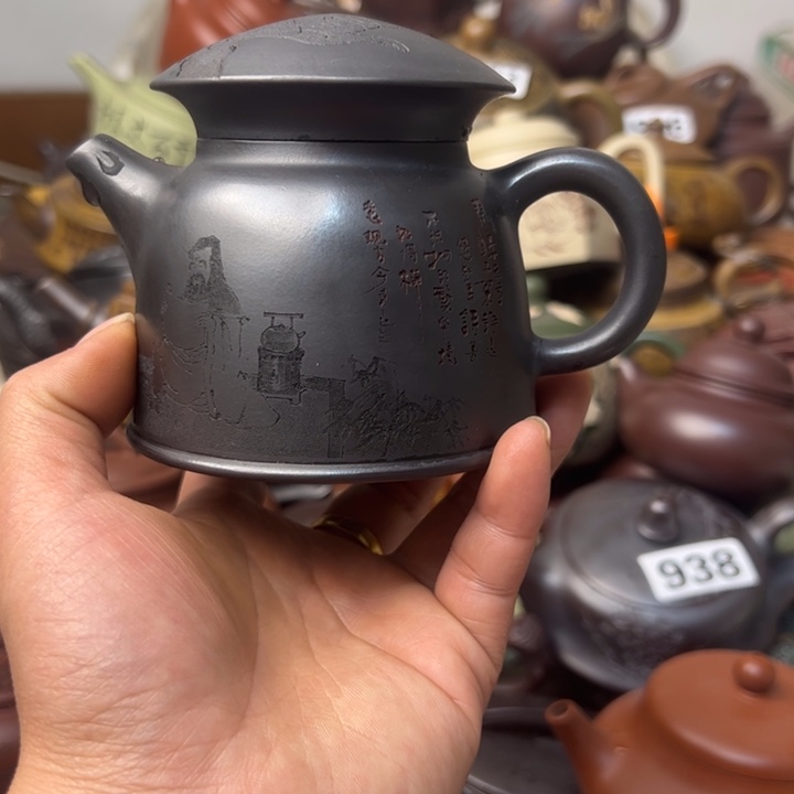 紫砂茶壶紫砂壶下把手开裂