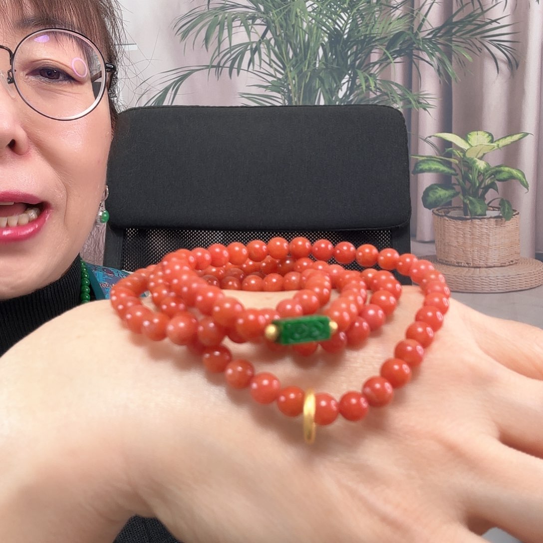 南红玛瑙颈饰18K金镶嵌