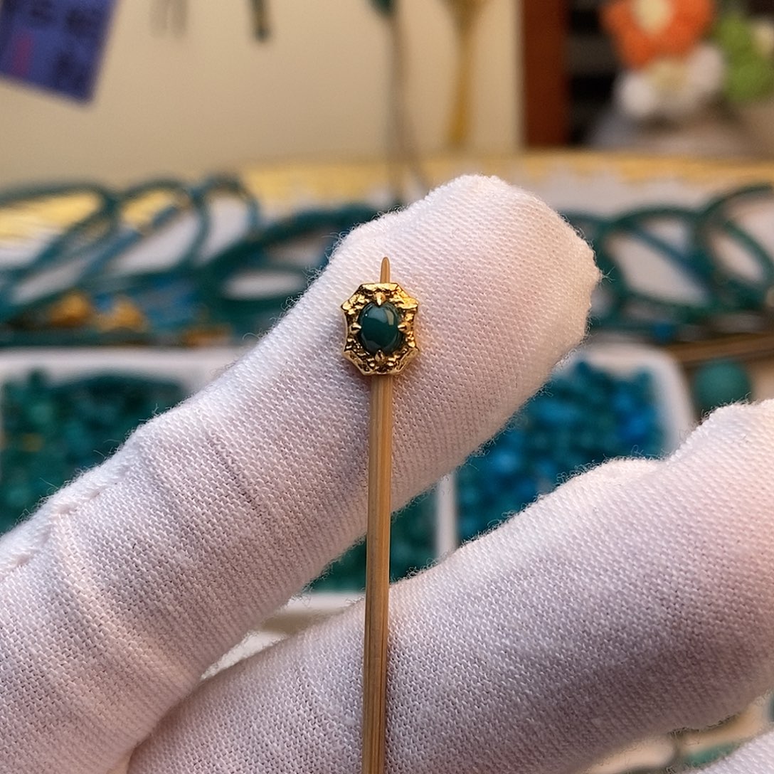 绿松石18K金镶嵌绿松石配饰h