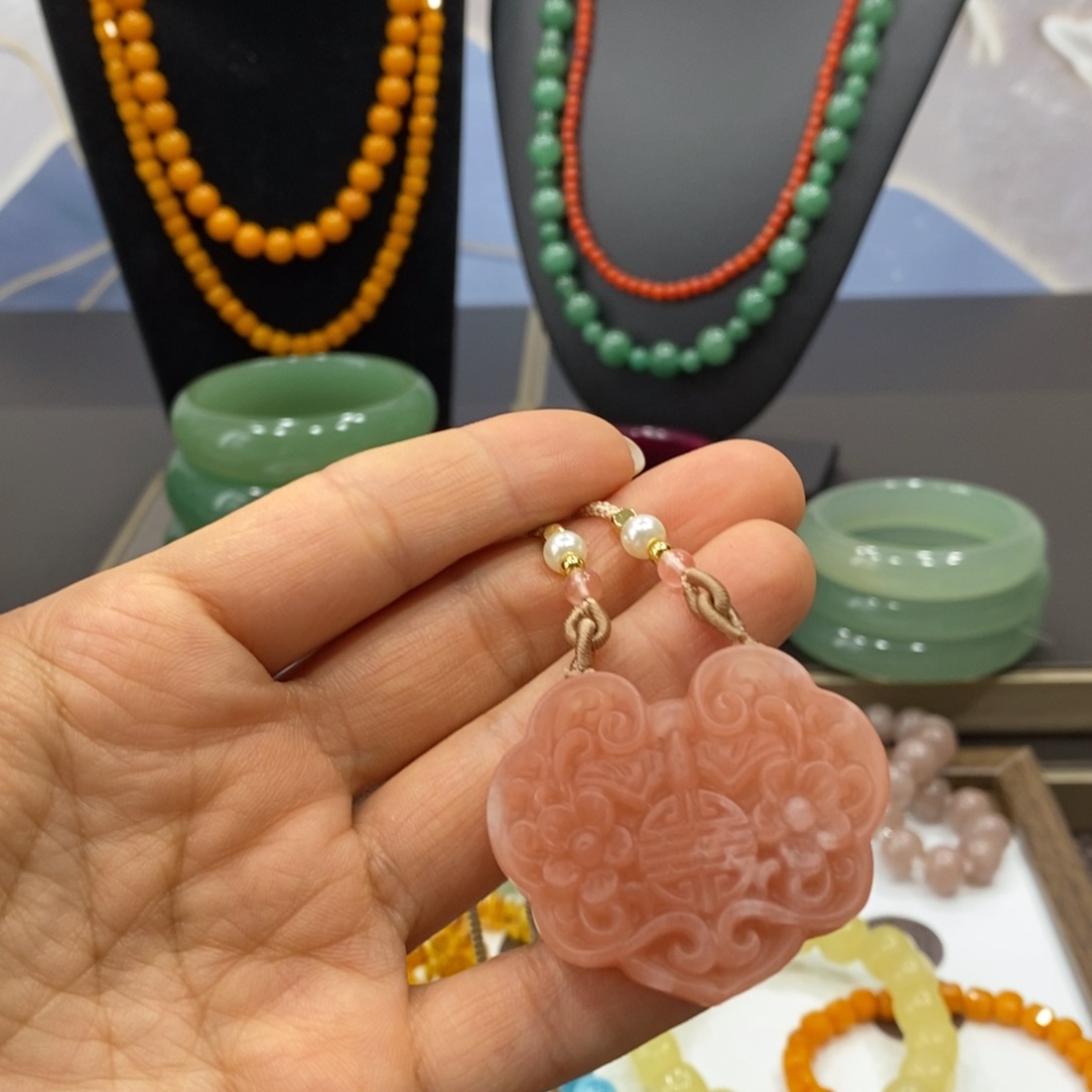 原***媳石英岩玉银S925镶嵌颈饰