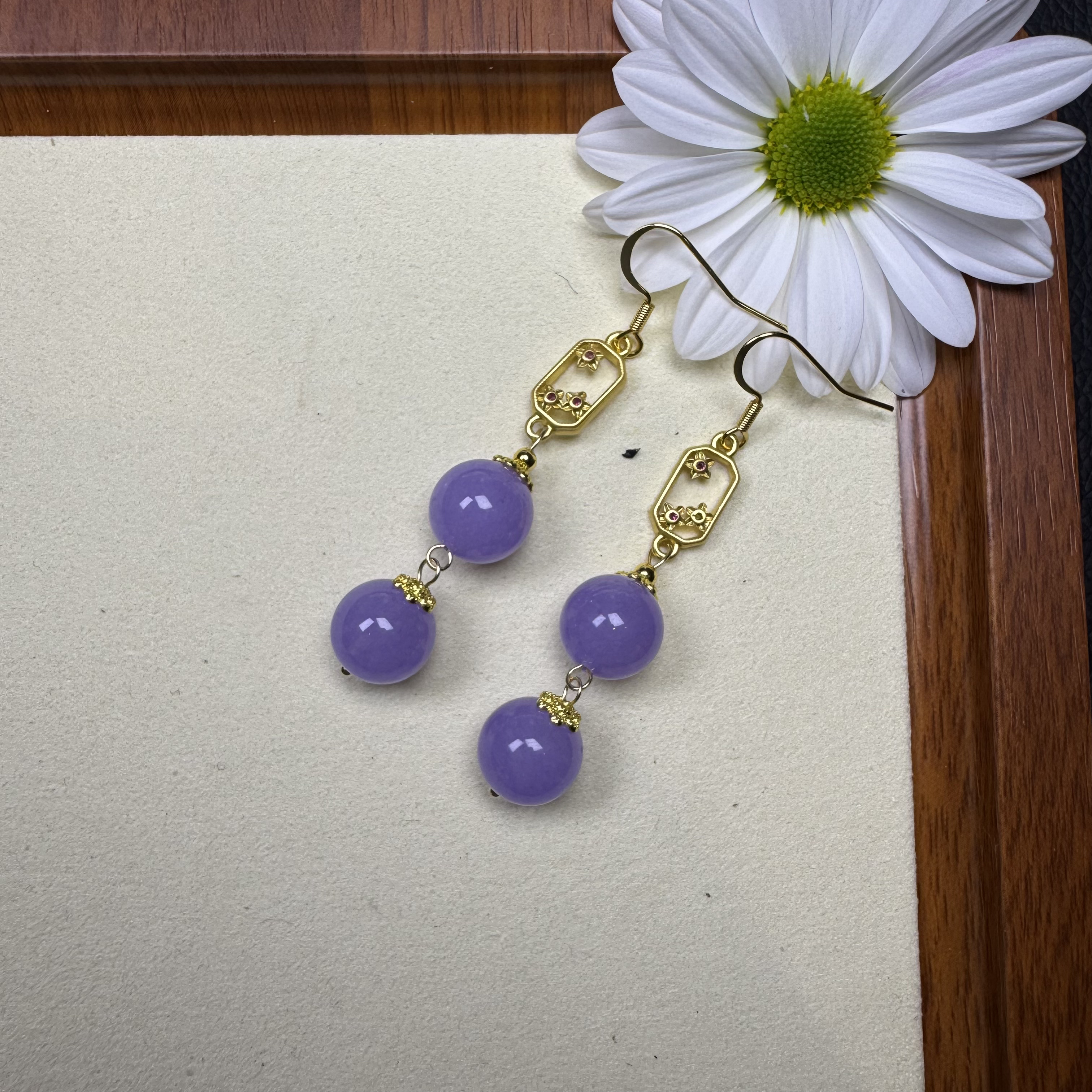 铜合金珐琅耳饰 铜合金珐琅耳饰 新中式复古紫罗兰长款优雅207