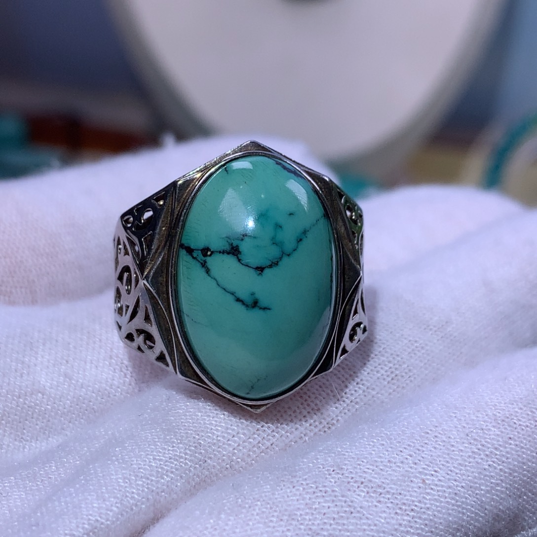 绿松石银S925镶嵌珠宝奇石770