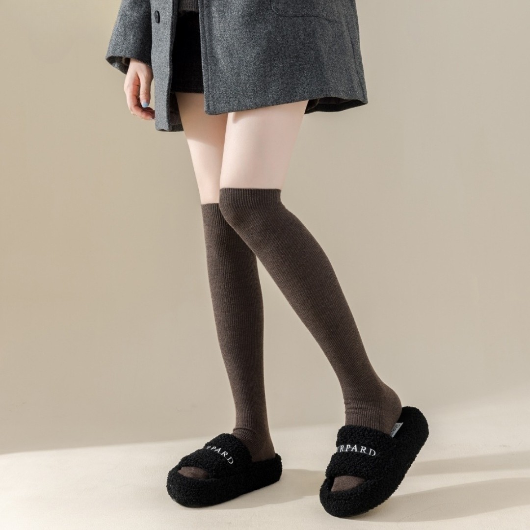 【小腿羊绒】女士秋冬羊绒纯色爆款百搭简约风小腿松口显瘦美腿袜子